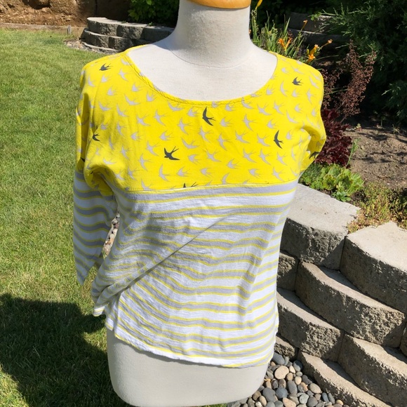 Anthropologie Tops - Anthropologie 9-H15 STCL Yellow Gray Blouse